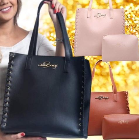 Kit Bolsa Feminina Sacola Grande + Necesser Promoção Willibags Barato na Amazon