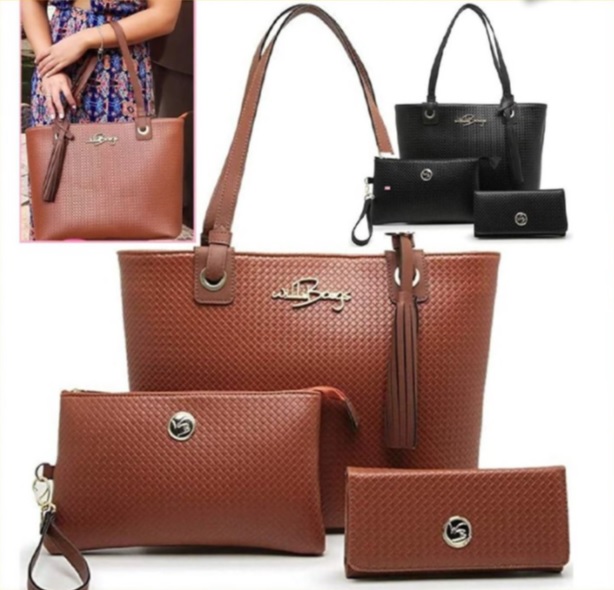 Kit Bolsa Feminina Tipo Sacola + Necessaire + Carteira Willibags na Amazon