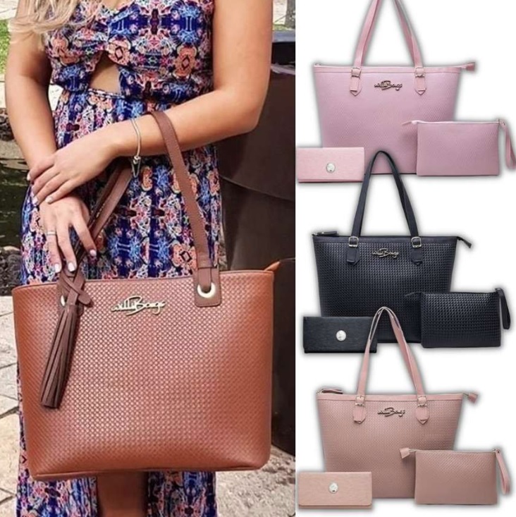 Kit Bolsa Feminina Tipo Sacola + Necessaire + Carteira Willibags na Amazon