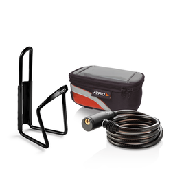 Kit Cadeado com Chave Cabo 12mm + Suporte de Squeeze Fixação Universal e Bolsa Para Quadro com Porta Celular Impermeável na Multilaser