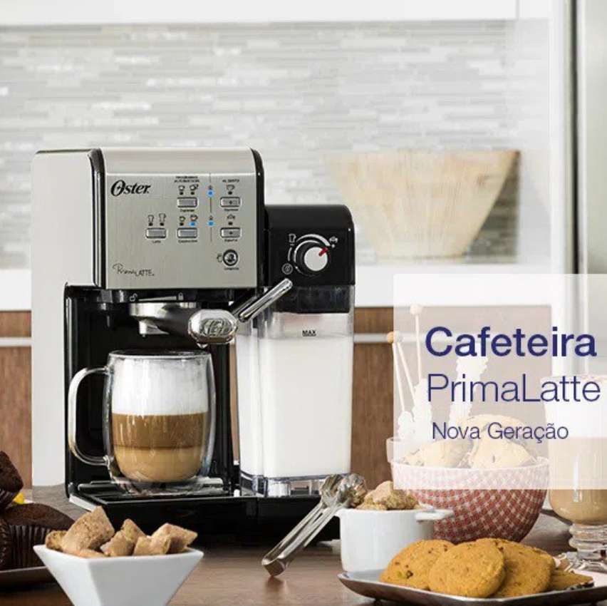 Kit Cafeteira PrimaLatte Black e Moedor de Café Oster – 127V na Amazon