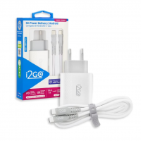 Kit Carregador De Parede Ultra Rápido Com 1 Saída USB-C Power Delivery 20W + Cabo USB-C + USB-C I2GO 1,5m 3A Branco na Amazon