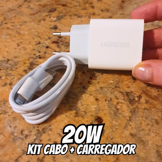 Kit Carregador Rápido UGREEN PD 20W com Cabo MFI Lightning CD137 Branco CERTIFICADO ANATEL Nº:05613-22-13824 na Amazon