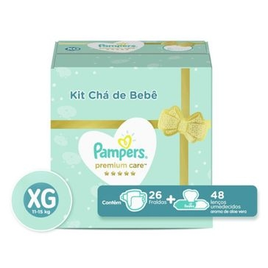 Kit Chá De Bebê Fralda Pampers Premium Xg 26 Unidades + Lenço Pampers Aloe Vera 48 Unidades na Drogaria Venancio