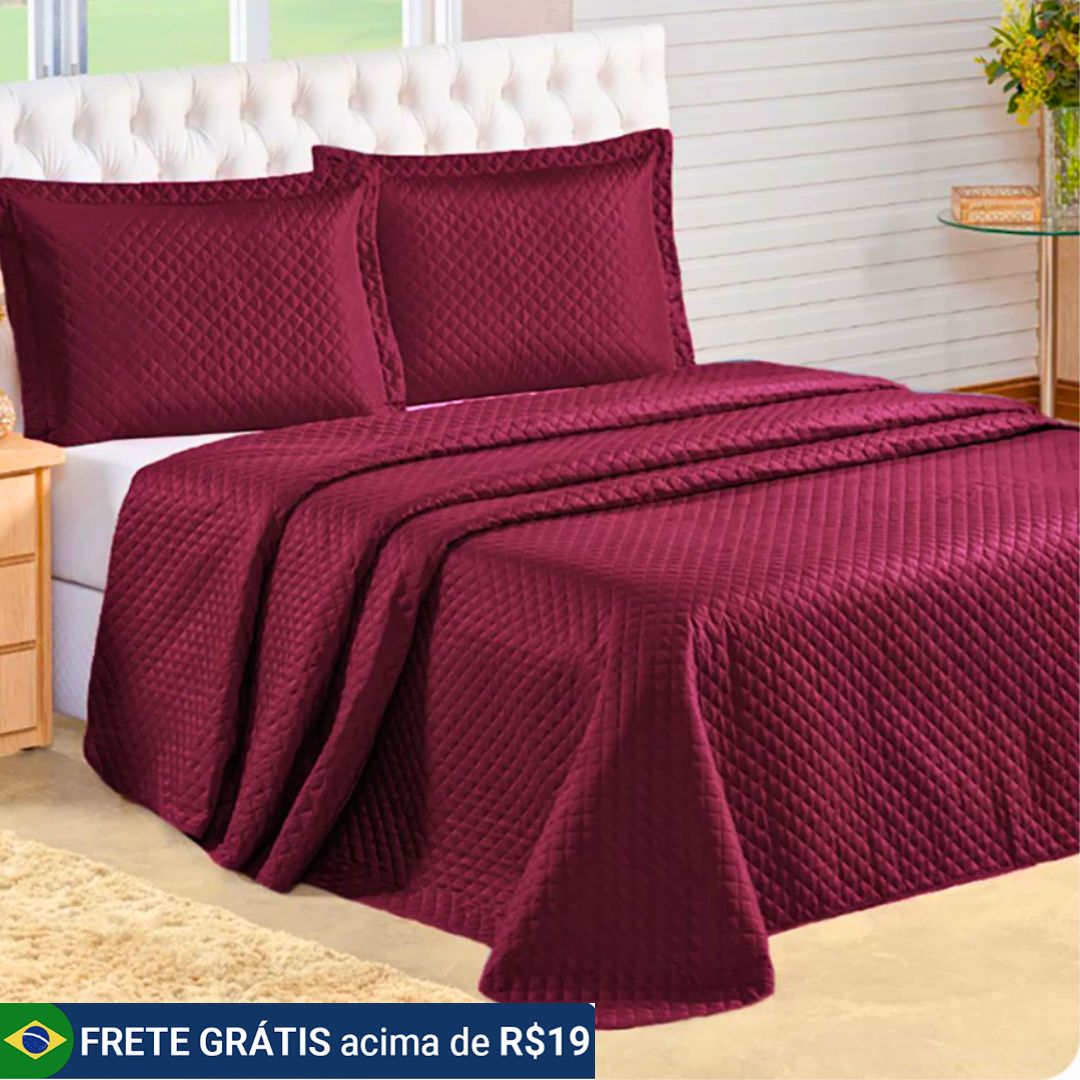Kit Cobre Leito Colcha Queen 03 Peças Várias Cores na Shopee