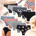 Kit com 10 Calcinhas Cintura Alta na Amazon