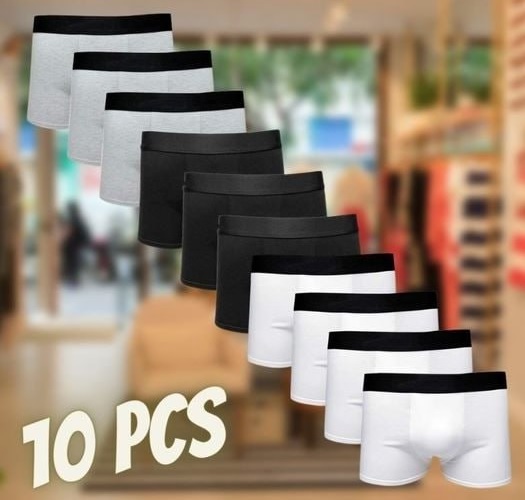 Kit Com 10 Cuecas Boxer Cotton Confort Masculina Part.B na Amazon