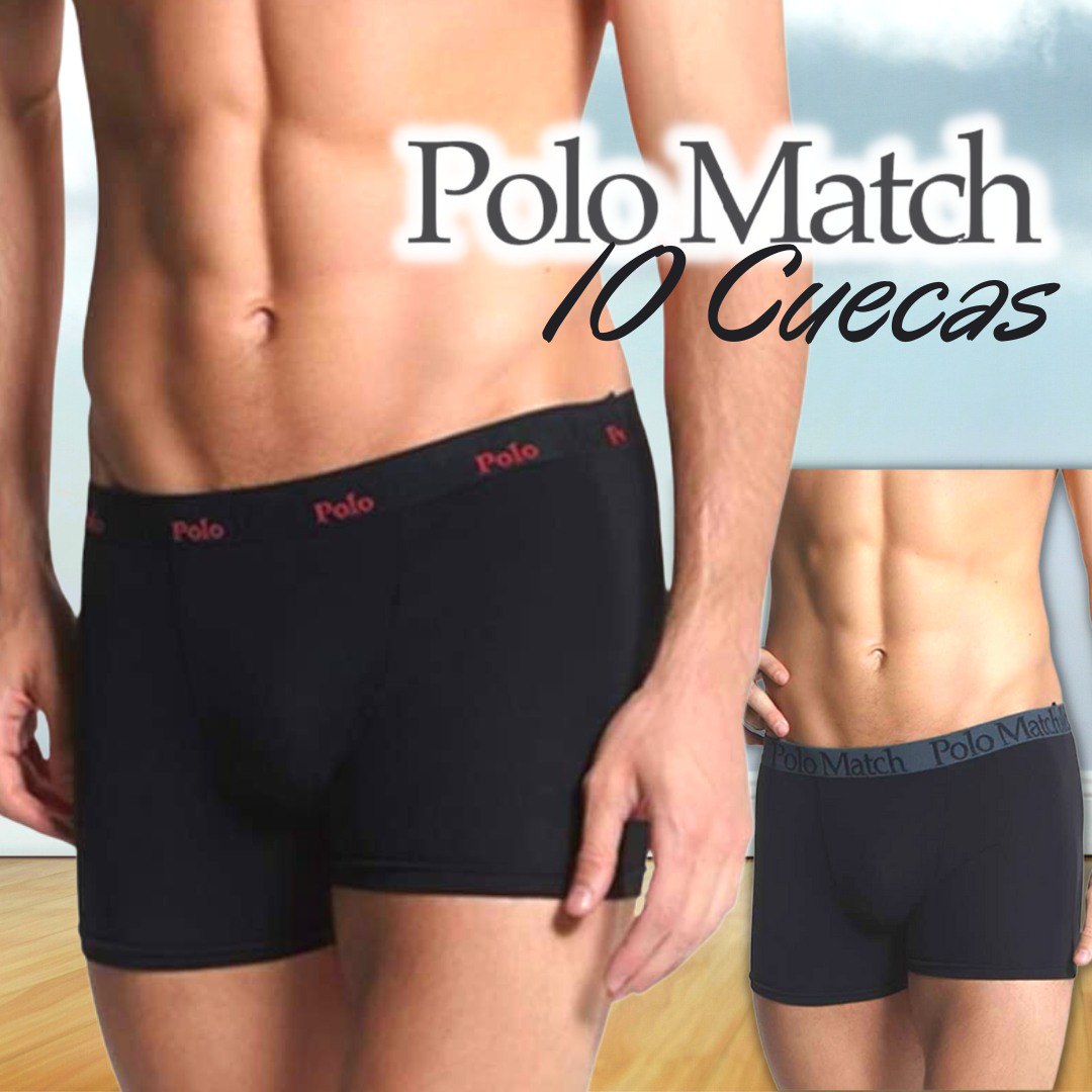 Kit Com 10 Cuecas Boxer De Cotton, Polo Match, Masculino na Amazon
