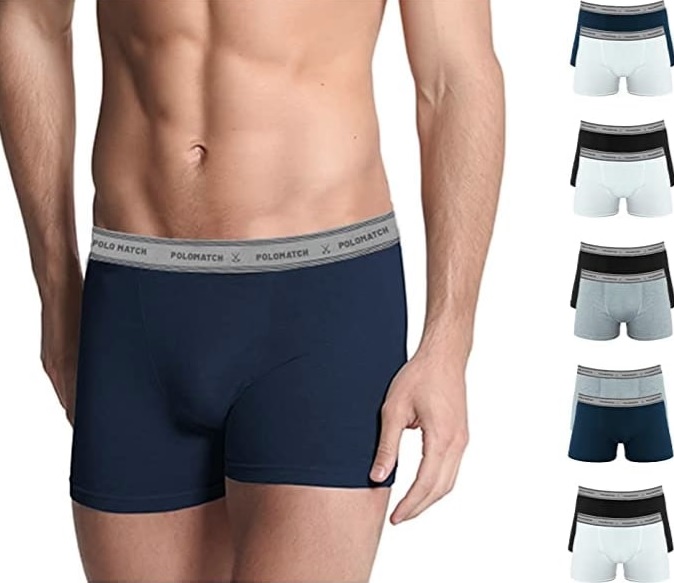 Kit com 10 Cuecas Extra Comfort, Polo Match, Masculino, Azul Marinho, Branco, Mescla e Preto na Amazon