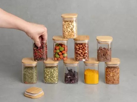 Kit com 10 Potes Herméticos Quadrados de Vidro com Tampa de Bambu 200mL – Oikos na Magazine Luiza
