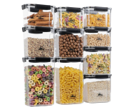 Kit com 10 Potes Herméticos Retangulares Empilháveis com 4 Travas – House Organizer na Amazon