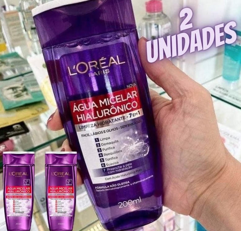 Kit com 2 Águas Micelares L’oreal Paris Hialuronico, 200ml na Americanas