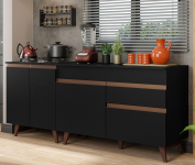 Kit com 2 Balcões de Cozinha Madesa Reims 4 Portas 1 Gaveta (com Tampo) – Preto na Amazon
