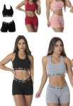 Kit com 2 conjuntos Top + Short Algodão Penteado na Amazon