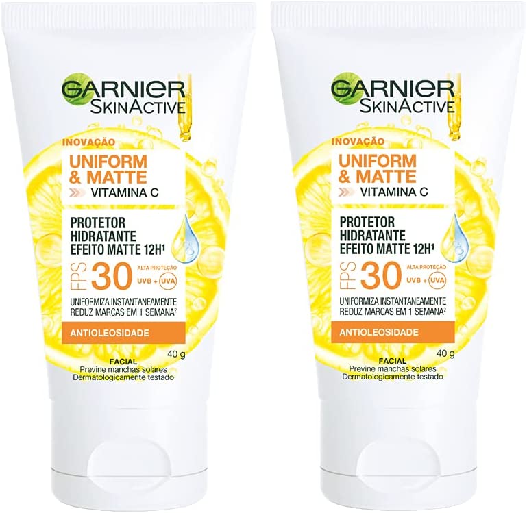 Kit com 2 Protetores Hidratantes Faciais Garnier U&M Vitamina C FPS30 40g cada na Amazon