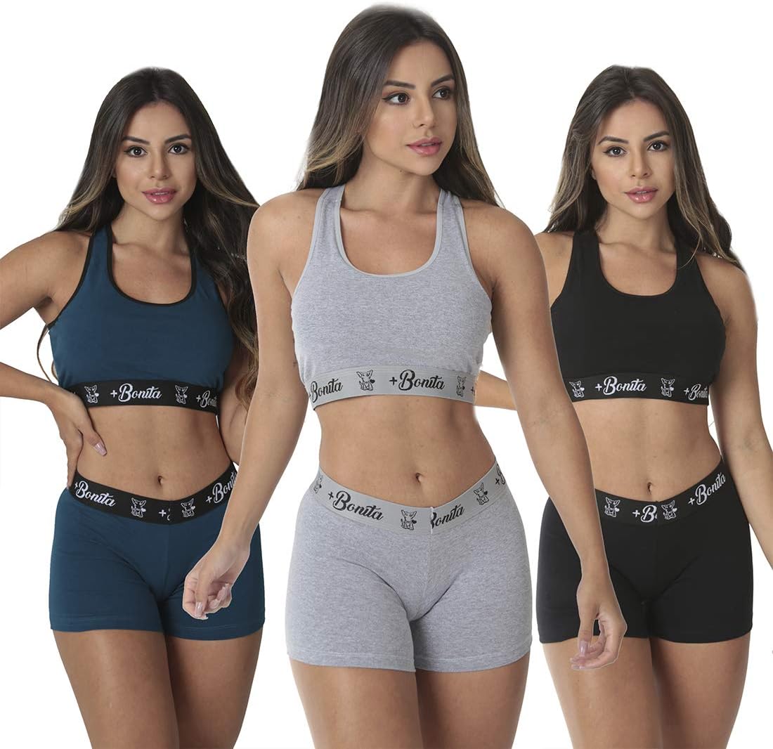 Kit com 3 Conjuntos Top + Short Algodão Penteado na Amazon