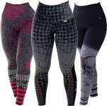 Kit com 3 Leggings Mescla Sublimadas Cintura Alta Suplex na Amazon