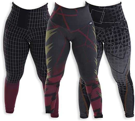 Kit com 3 Leggings Mescla Sublimadas Cintura Alta Suplex na Amazon