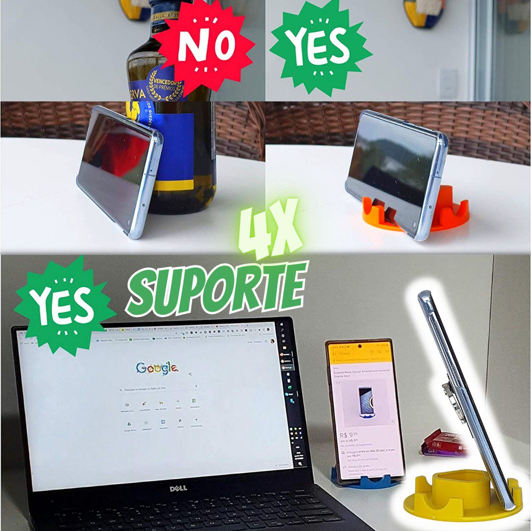 Kit com 4 Suporte Genial de Mesa para Celular ou Mini Tablet na Amazon