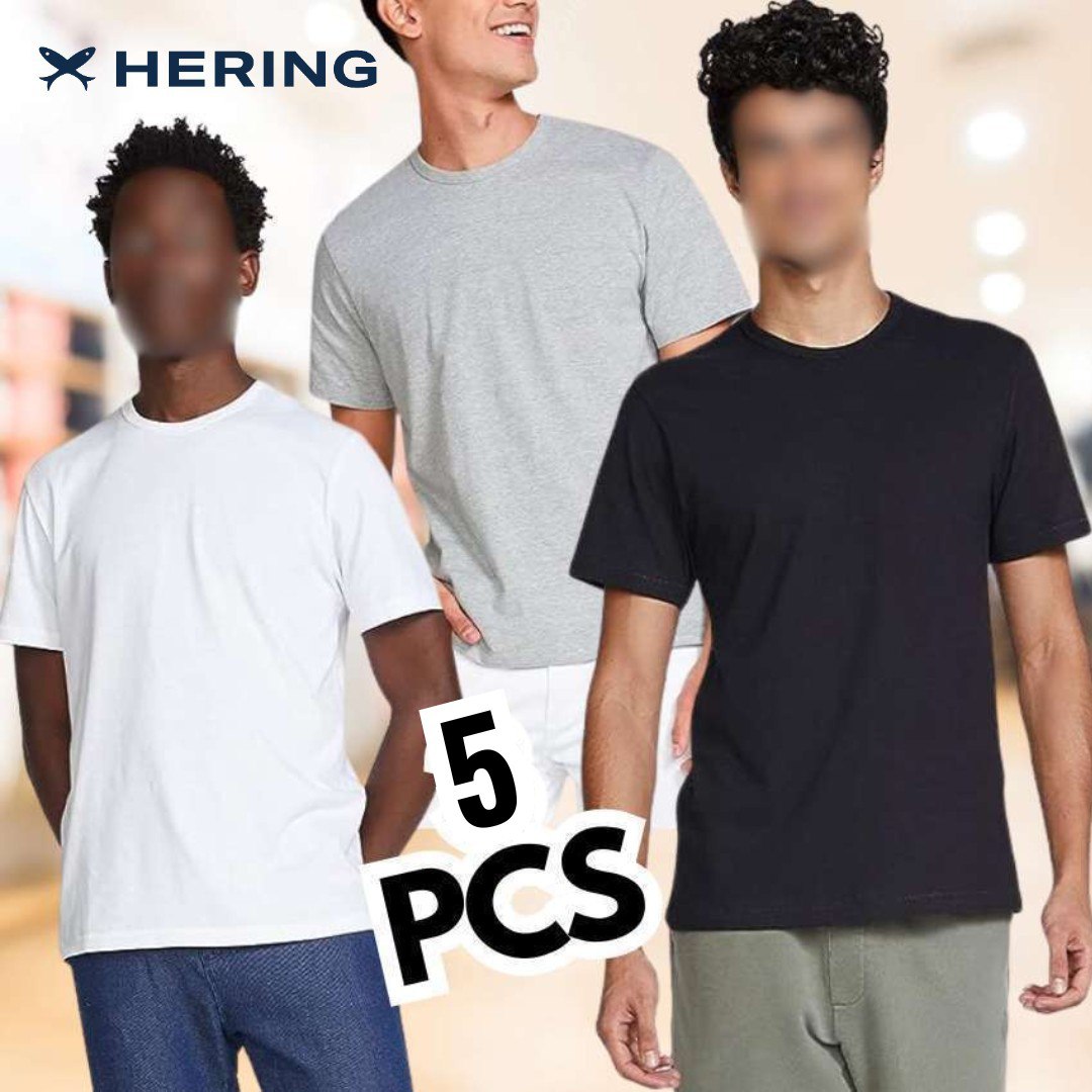 Kit Com 5 Camisetas Masculinas Básicas Hering na Mercado Livre