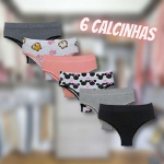 Kit com 6 Calcinhas Cintura Alta Conforto Algodão na Amazon