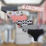 Kit com 6 Calcinhas Cintura Alta Conforto na Amazon