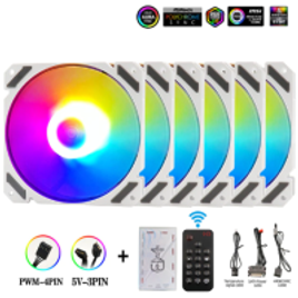 Kit com 6 Fans 120mm ARGB com Controladora 75CFM - Wovibo na Aliexpress