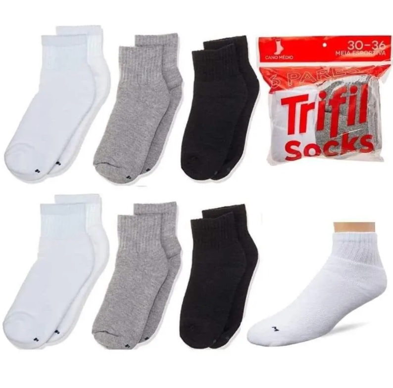 Kit com 6 Meias Básicas Atoalhadas, Trifil, Adulto Unissex na Amazon