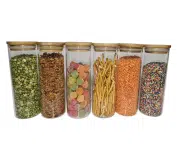Kit com 6 Potes de Vidro para Mantimentos com Tampa de Bambu 450mL – Oikos na Magazine Luiza