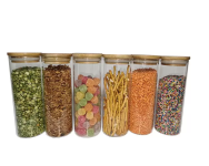 Kit com 6 Potes de Vidro para Mantimentos com Tampa de Bambu 450mL – Oikos na Magazine Luiza