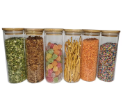 Kit com 6 Potes de Vidro para Mantimentos com Tampa de Bambu 450mL – Oikos na Magazine Luiza