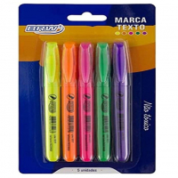 Kit Com5 Canetas Marca Texto 5 Cores Fluorescentes, BRW, 10064456571 na Amazon