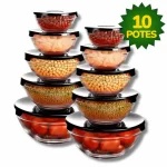 Kit Conjunto De Potes 10 Peças Vidro Resistente Organizadores De Cozinha Multiuso na Shopee