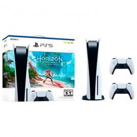 Kit Console PlayStation 5 (Com leitor de Disco) + Jogo Horizon Forbidden West (Digital) + Controle sem fio Sony DualSense na Webfones