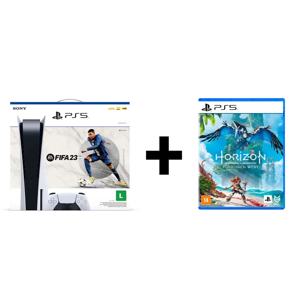 Kit Console Playstation 5 Físico FIFA 23 + Horizon Forbidden West na Webfones