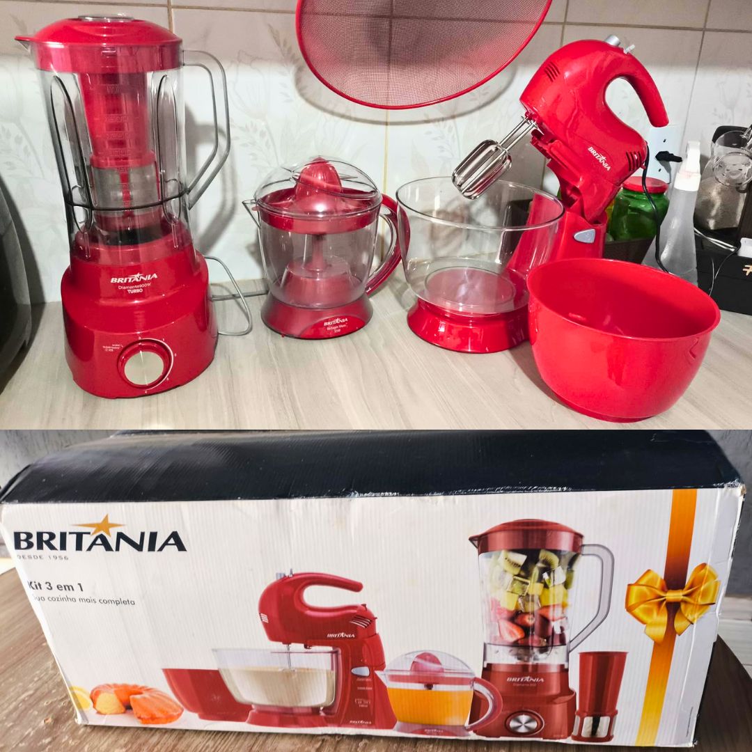 Kit Cozinha Britânia 3 EM 1 Vermelho na Amazon