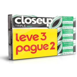 Kit Creme Dental Close Up Triple Menta 70g - 3 Unidades na Lojas Rede