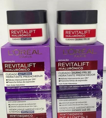 Kit Creme Facial Anti-idade L’Oréal Paris Revitalift Hialurônico Noturno + Diurno FPS 20, 49g na Amazon