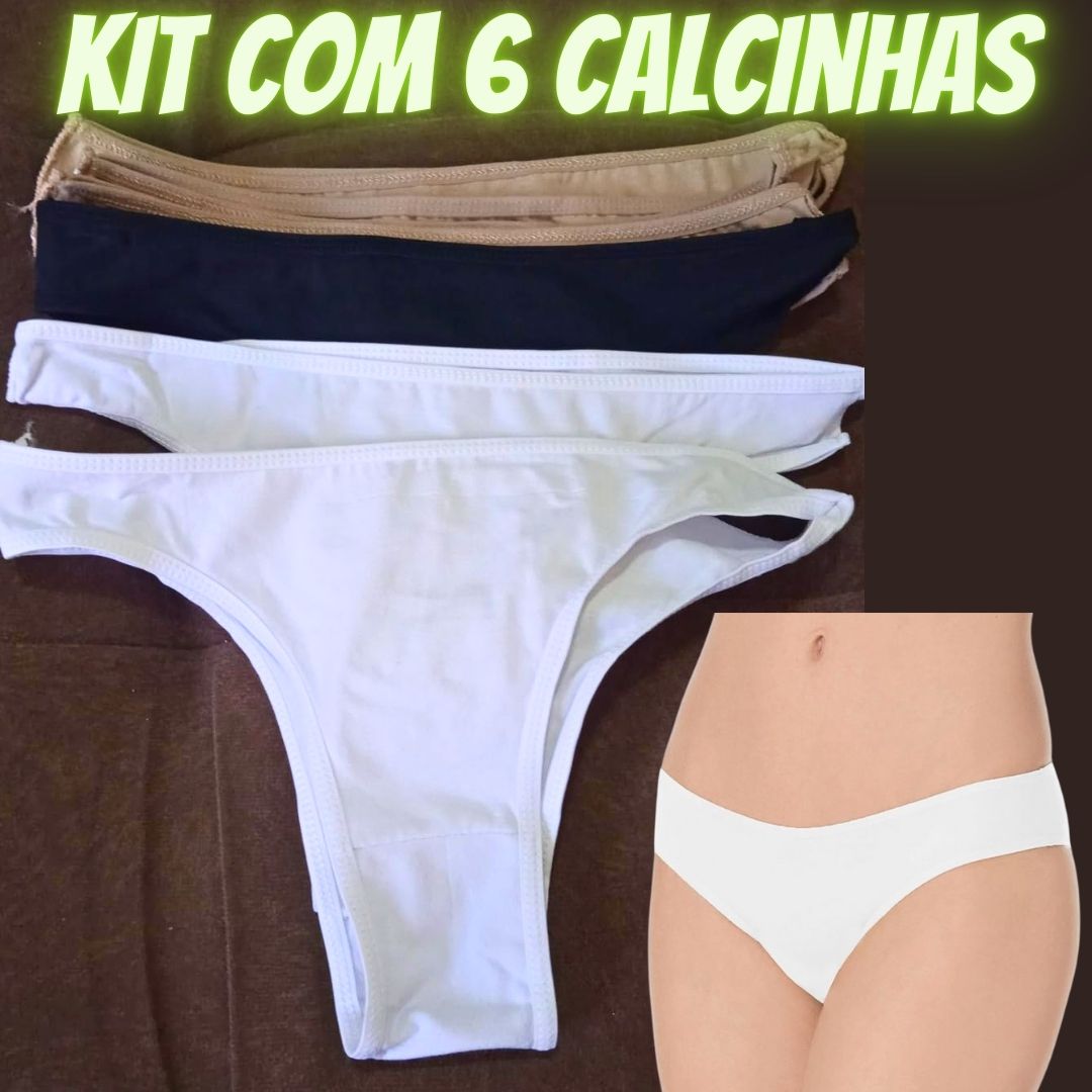 Kit C/Seis Calcinhas de Algodão na Amazon