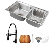 Kit Cuba com Torneira para Cozinha Acessórios e Tábua, Pia Dupla, Gourmet, Aço Inox na Amazon