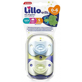 Kit de Chupeta 100% Silicone Calming Brilha no Escuro Bico Simétrico 0 a 6 meses Lillo na Amazon