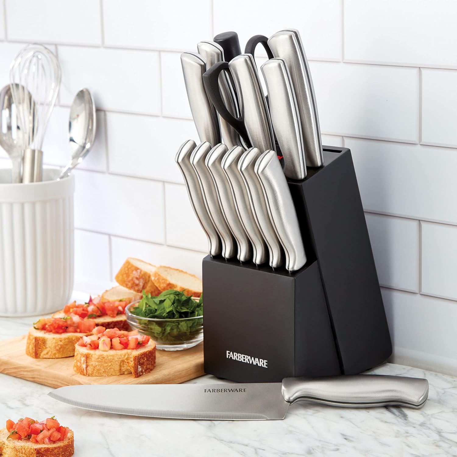 Kit de facas de cozinha Farberware 5152497, preto, 15 peças na Amazon