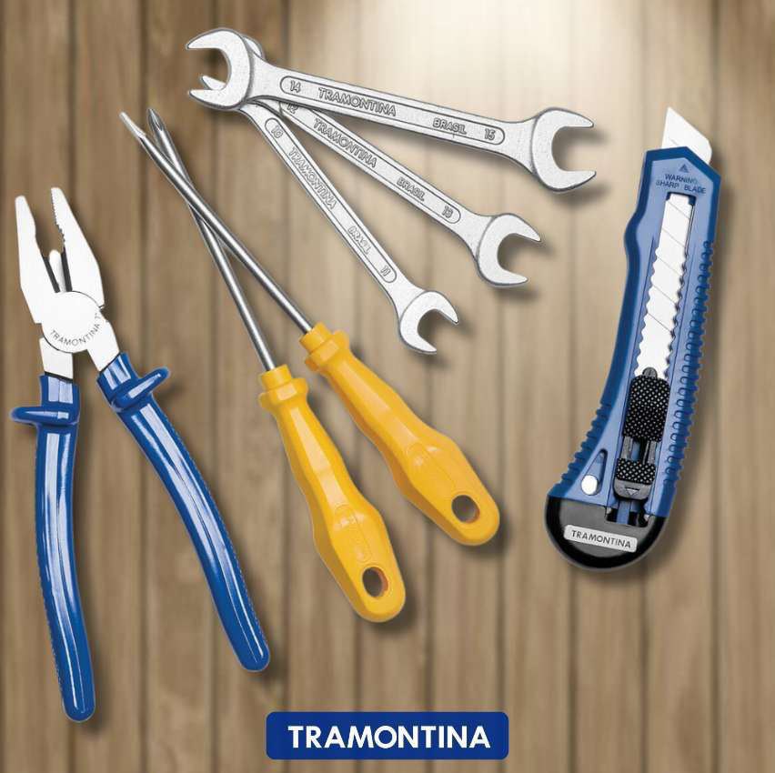 Kit de Ferramentas Tramontina com Alicate Estilete/Chaves de Fenda/Chaves Fixas, 7 Peças – 43409103 na Magazine Luiza