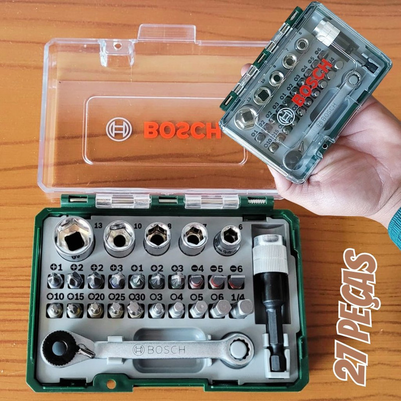 Kit de Pontas e Soquetes para parafusar Bosch com 27 peças na Amazon