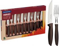 kit de Talheres para churrasco Jumbo Tramontina 12 peças Conjunto de Churrasco natural cabo preto jogo de talheres, Plenus na Amazon