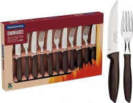 kit de Talheres para churrasco Jumbo Tramontina 12 peças Conjunto de Churrasco natural cabo preto jogo de talheres, Plenus na Amazon