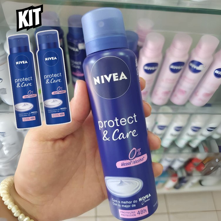 Kit Desodorante Aerossol NIVEA Protect & Care 150ML – 2 Unidades, Nivea, pacote de 2 na Amazon