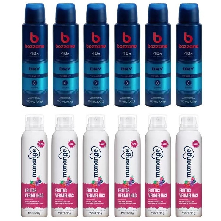 Kit Desodorante Monange ou Bozzano Aerossol Antitranspirante 150ml – 6 unidades na Magazine Luiza
