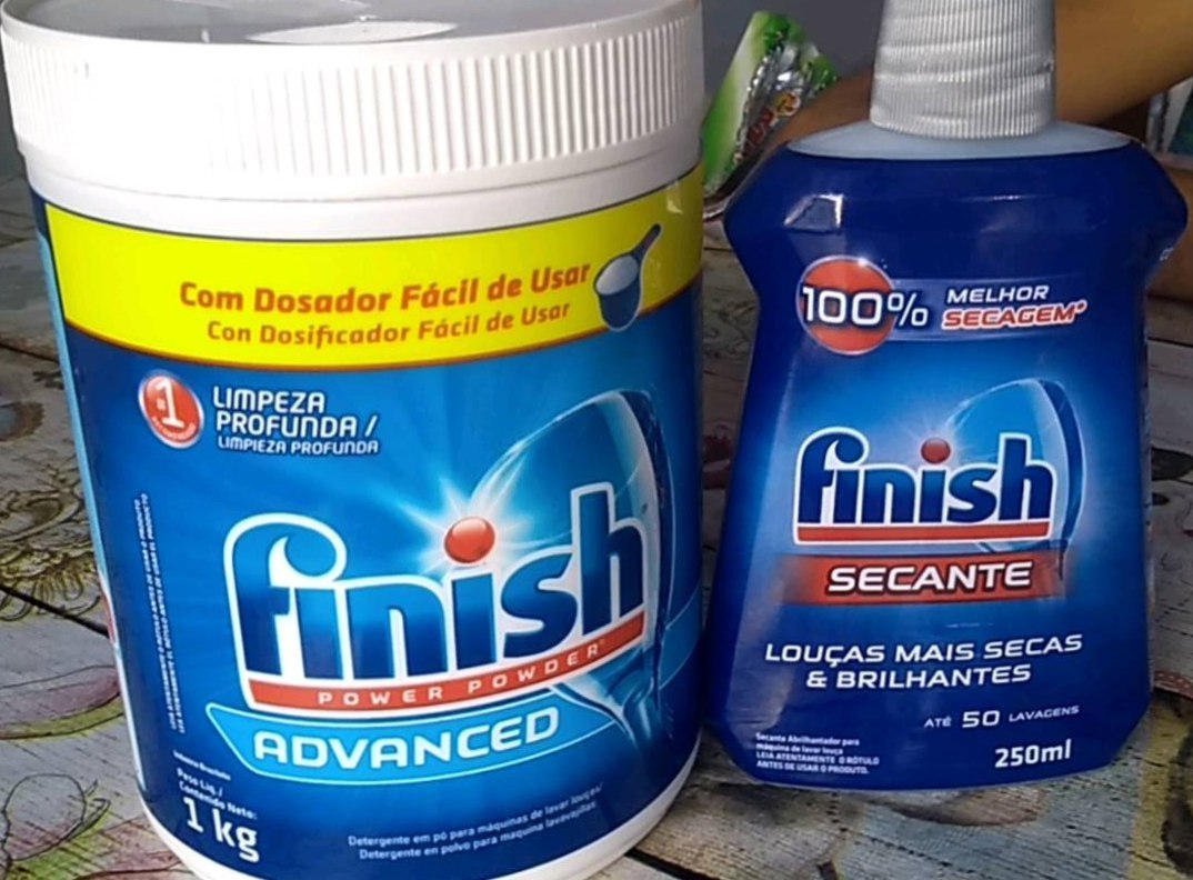 Kit Detergente em Pó para Lava-Louças Finish – 1kg + Secante para Lava-louças 250ml na Magazine Luiza