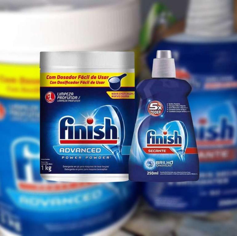 Kit Detergente em Pó para Lava-Louças Finish – 1kg + Secante para Lava-louças 250ml na Magazine Luiza